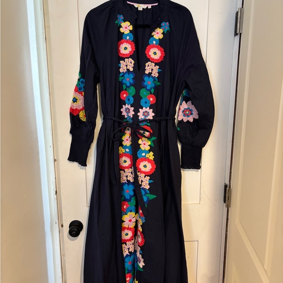 Boden Dark Blue Dress with Multicolor Floral Patterns - Picture 2 of 6